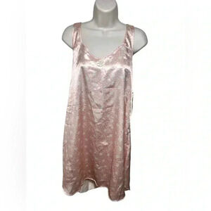 Vintage Lily Of France Pale Pink Polyester Sateen Lace Trim Nightgown